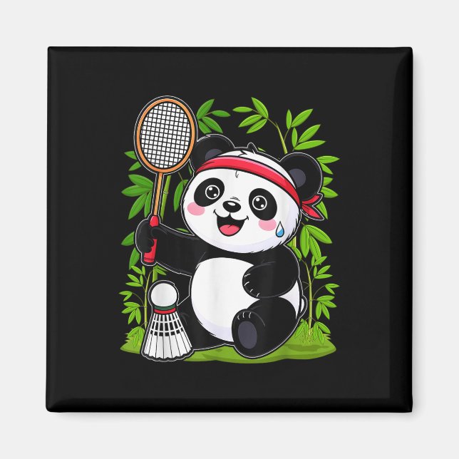 Exhausted Badminton Panda - Funny Niedlich Shuttle Magnet (Vorne)