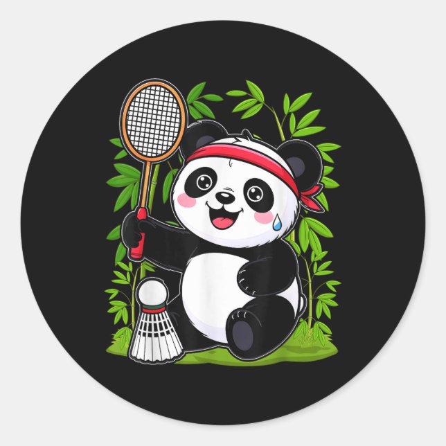 Exhausted Badminton Panda - Funny Niedlich Shuttle Runder Aufkleber (Vorderseite)
