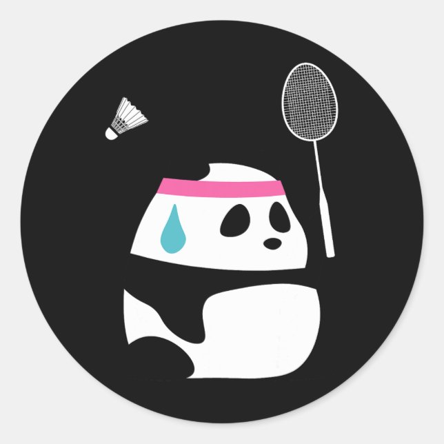Exhausted Badminton Panda - Funny Niedlich Shuttle Runder Aufkleber (Vorderseite)