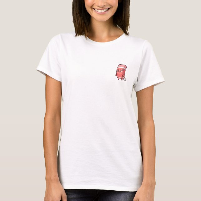 Exhausted Pink Eraser Cartoon T-Shirt (Vorderseite)