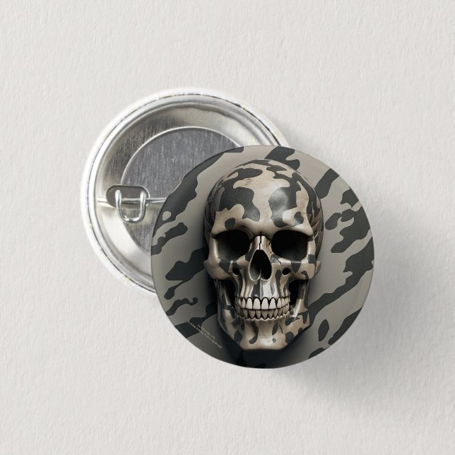 EXISTENTIAL LITE Memento Mori Camouflage Skull Button (Vorne & Hinten)