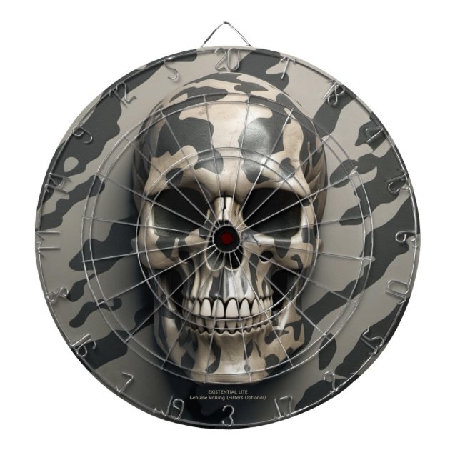 EXISTENTIAL LITE Memento Mori Camouflage Skull Dartscheibe (vorne)