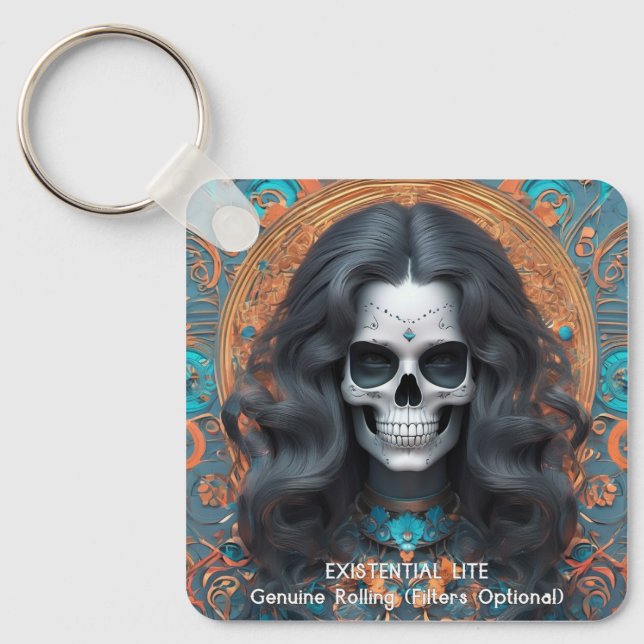 EXISTENTIAL LITE Memento Mori Femme Skull Schlüsselanhänger (Vorderseite)