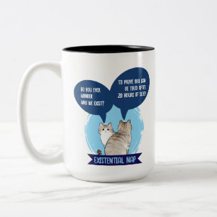 Existentielles Nickerchen Lustige Katze Schlaf Hum Zweifarbige Tasse