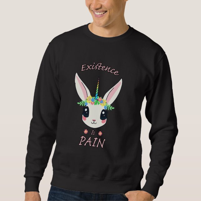 Existenz ist Schmerz Nihilist Kaninchen Rainbow Un Sweatshirt (Vorderseite)