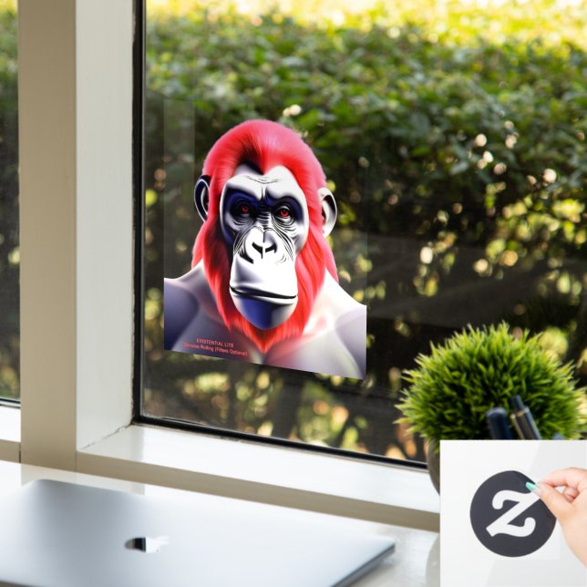 EXISTENZIAL LITE Ape Red Transparent Fensteraufkleber (Büro)