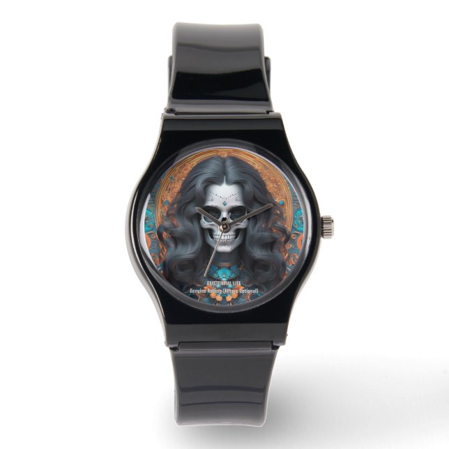 EXISTENZIAL LITE Memento Mori Femme Skull Unisex Armbanduhr (Vorderseite)
