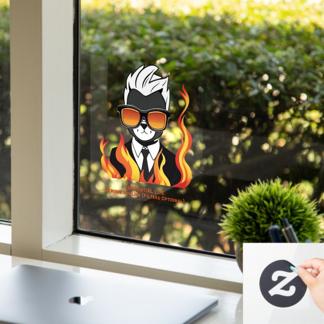 EXISTENZIAL LITE to on Cat Transparent Fensteraufkleber (Büro)