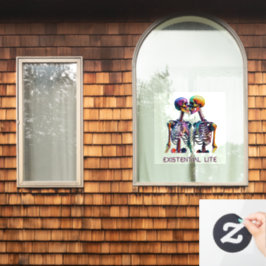 EXISTENZIELLE LITE Kissing Skelette Transparent Fensteraufkleber