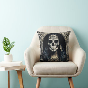 EXISTENZIELLES LETE Vintages Schädelportrait 4 Kissen
