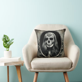 EXISTENZIELLES LETE Vintages Schädelportrait 5 Kissen