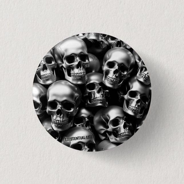 EXISTENZIELLES LITE Silver Skulls Button Button Ab (Vorderseite)