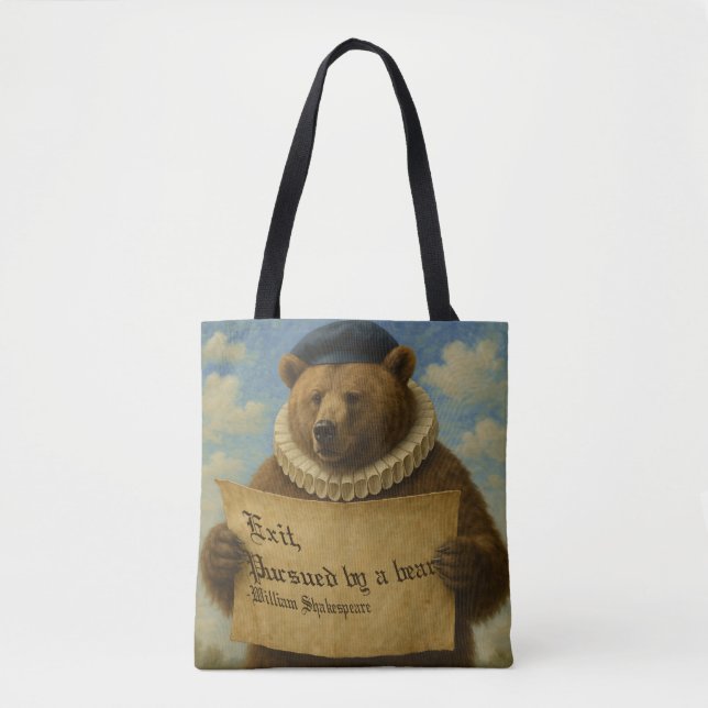 Exit, pursued by a bear Shakespeare quote bear Tasche (Vorderseite)