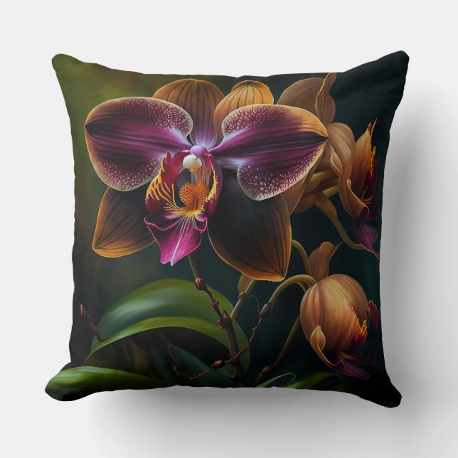 Exklusiv gedruckte seltene Orchideen Kissen (Vorderseite)