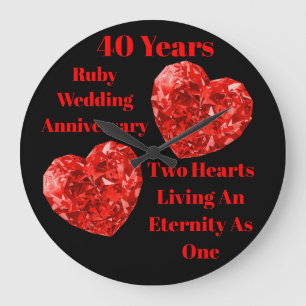 Exklusive 40. / Ruby Wedding Anniversary Clock Große Wanduhr