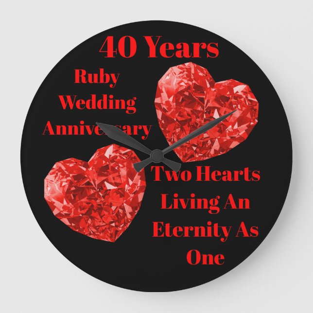 Exklusive 40. / Ruby Wedding Anniversary Clock Große Wanduhr (Vorderseite)