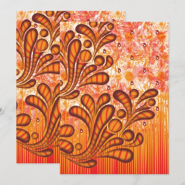 Exklusive Abstrakte Blume Art Einladung (Vorne/Hinten)