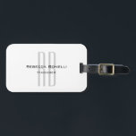 Exklusive Einziges Weißgraues Monogramm Modernes Gepäckanhänger<br><div class="desc">Sie können die Schriftart,  Hintergrundbild und Farbe,  Buchstaben und Buchstaben leicht ändern.</div>