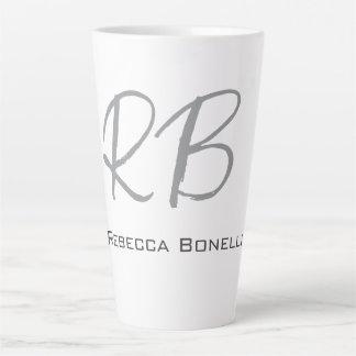 Exklusive Einziges Weißgraues Monogramm Modernes Milchtasse