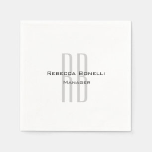 Exklusive Einziges Weißgraues Monogramm Modernes Serviette