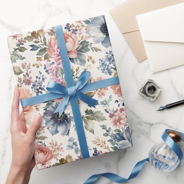 Exklusive handgemalte Aquarell-Cluster Geschenkpapier (Schenken)
