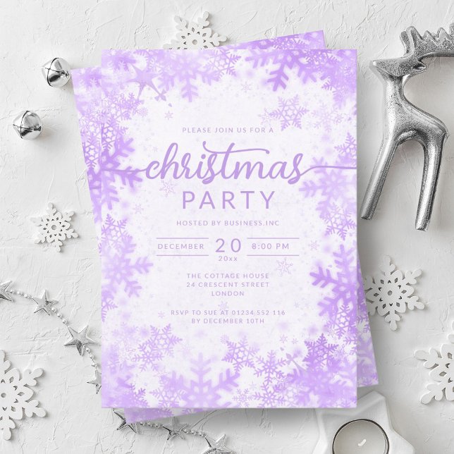 Exklusive Lila Snowflakes Weihnachten Einladung (Exclusive Purple Snowflakes Company Christmas Invitation)