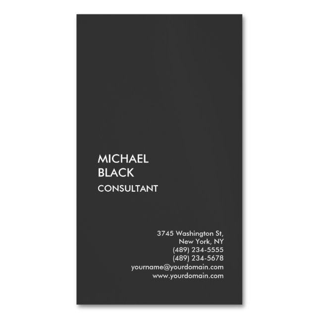 Exklusive Special Black Einzigartig Moderne Minima Magnetische Visitenkarte (Vorderseite Vertikal)