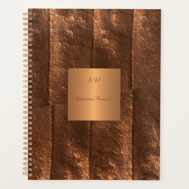 Exklusiver Luxus aus Kupfermetall mit Monogramm Planer (Vorderseite)