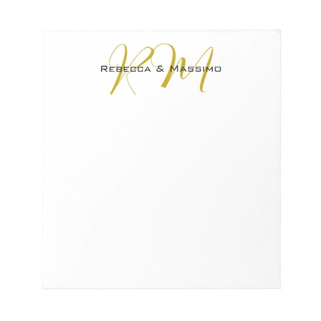 Exklusives einzigartiges Gold-Farben-Monogramm Mod Notizblock (Vorderseite)