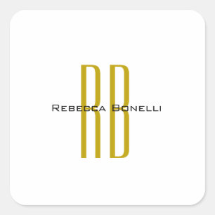 Exklusives einzigartiges Gold-Farben-Monogramm Mod Quadratischer Aufkleber