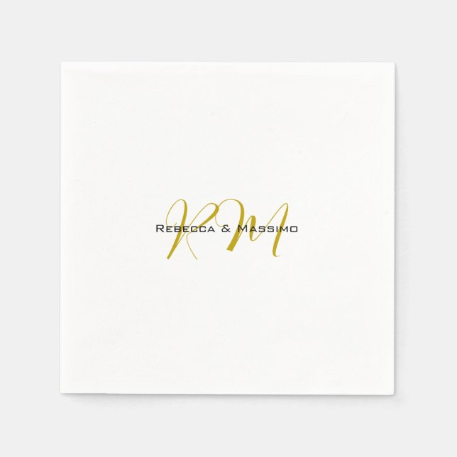 Exklusives einzigartiges goldenes Monogramm modern Serviette (Vorderseite)