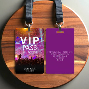 Exklusives VIP-All-Access-Event Lila Abzeichen Ausweis