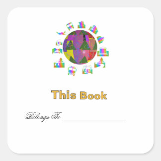 Exlibris 'Personalize Around The World' Quadratischer Aufkleber