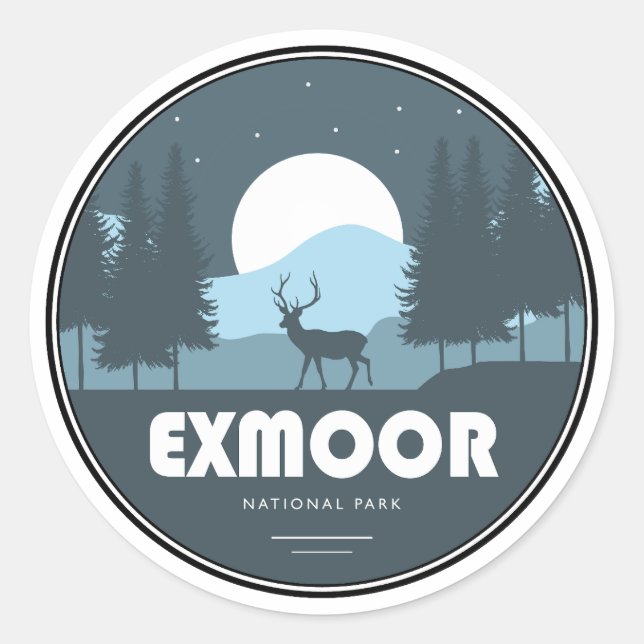 Exmoor National Park Deer Runder Aufkleber (Vorderseite)