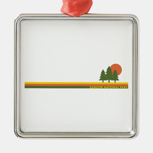 Exmoor National Park Pine Trees Sun Ornament Aus Metall (Vorne)