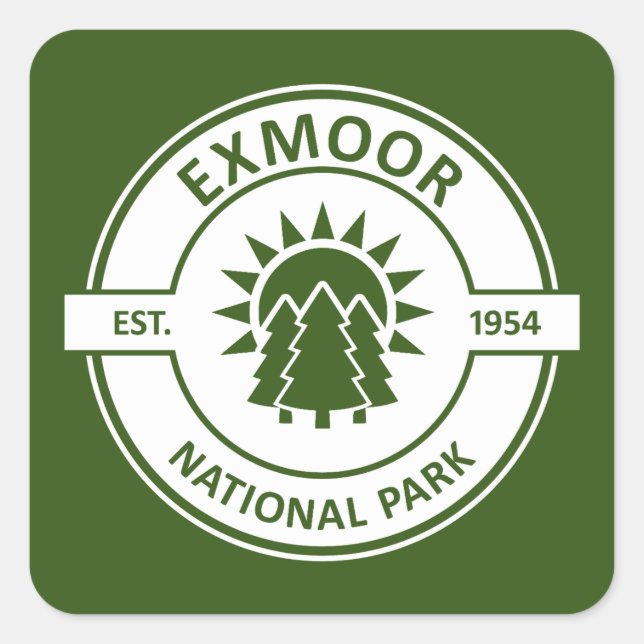 Exmoor National Park Sun Trees Quadratischer Aufkleber (Vorderseite)