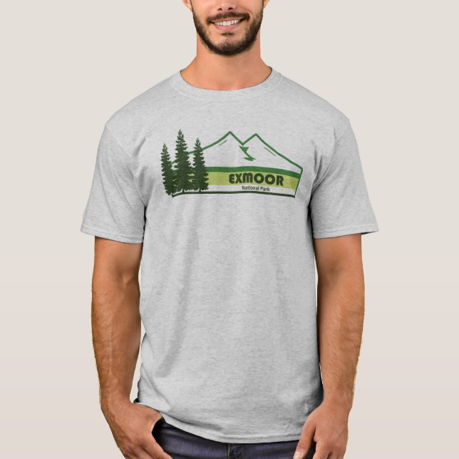 Exmoor Nationalpark Grüne Streifen T-Shirt (Vorderseite)