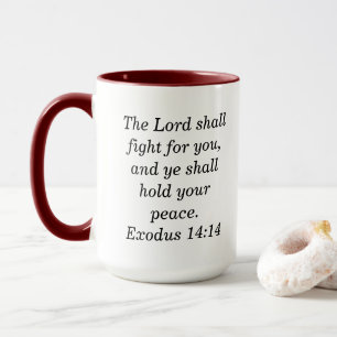 Exodus 14:14 Scripture Maroon Zwei-Tone-Kaffee-Tas Tasse