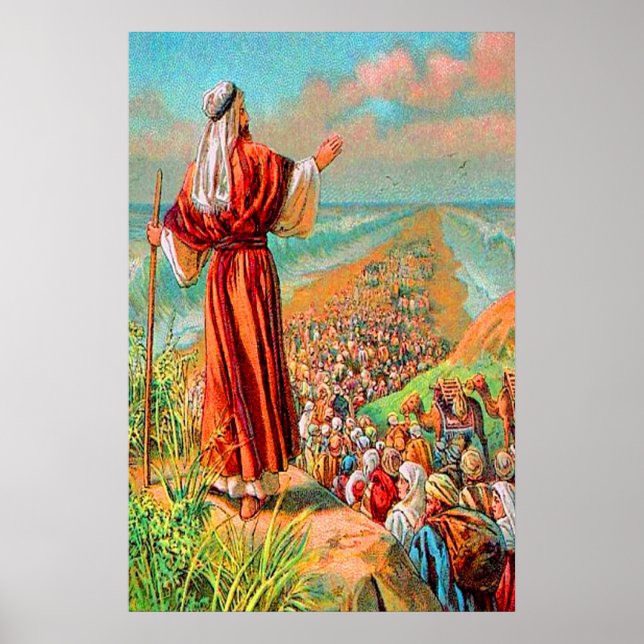 Exodus 14 Überqueren des Meeres auf trockenem Bode Poster (Vorne)