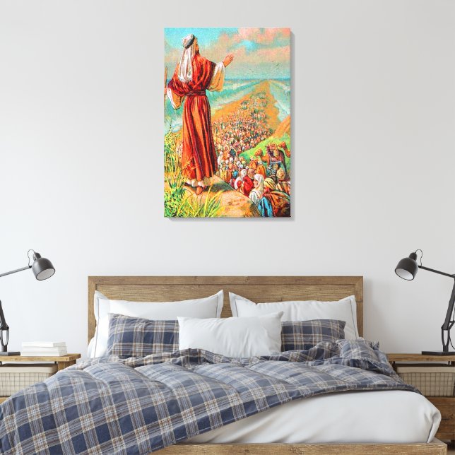 Exodus 14 Überqueren des Meeres auf trockener Lein Leinwanddruck (Insitu (Schlafzimmer))