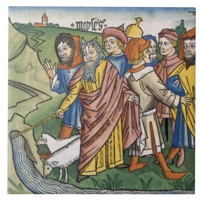 Exodus 17 1-7 Moses macht den Wasserstrom von Fliese (Vorderseite)