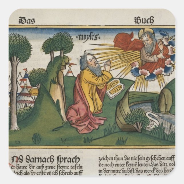 Exodus 34 1-10 Moses erhält die zweite Tablette w Quadratischer Aufkleber (Vorderseite)