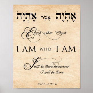 Exodus 3 Vers 14 Ich bin derjenige, der ich Pergam Poster