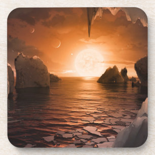 Exoplanet Trappist-1f von der Icy Night Seite. Getränkeuntersetzer