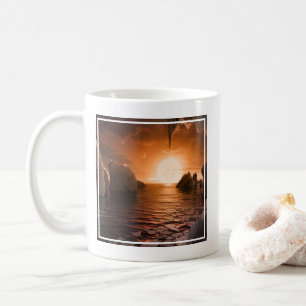 Exoplanet Trappist-1f von der Icy Night Seite. Kaffeetasse