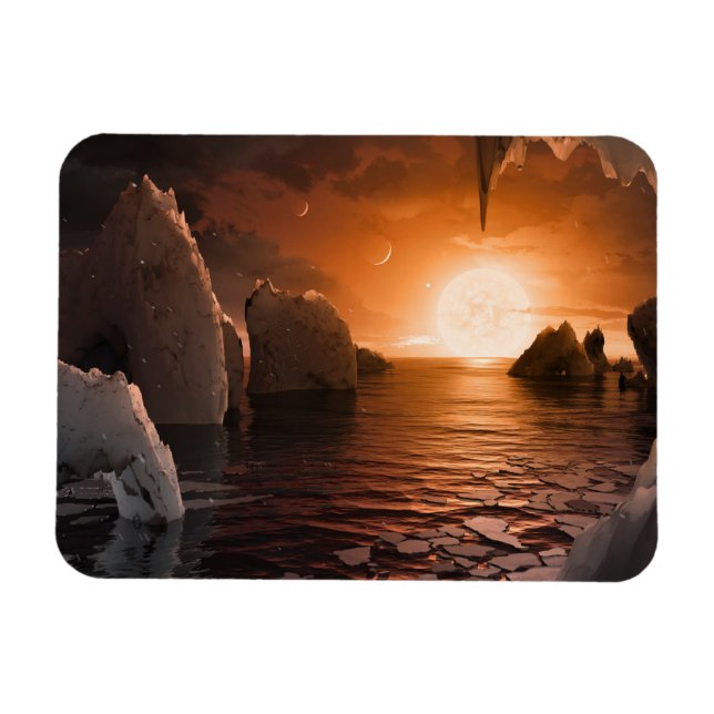 Exoplanet Trappist-1f von der Icy Night Seite. Magnet (Horizontal)