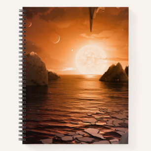 Exoplanet Trappist-1f von der Icy Night Seite. Notizbuch