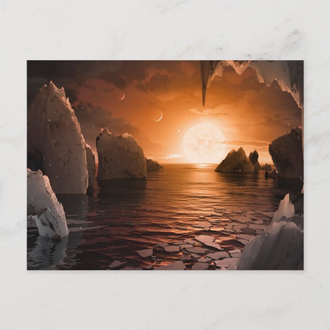Exoplanet Trappist-1f von der Icy Night Seite. Postkarte (Vorderseite)