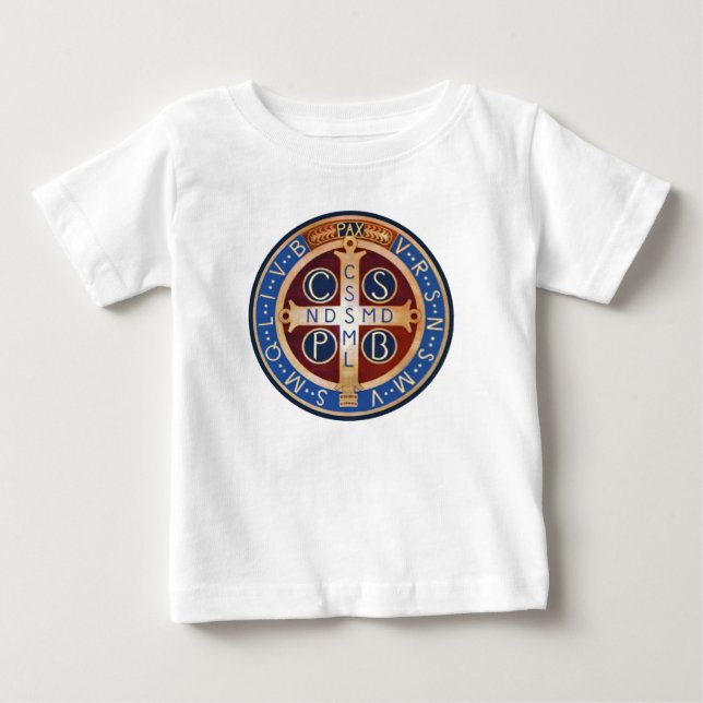 Exorzismus-Medaillen-T - Shirt Baby-St. Benedict (Vorderseite)