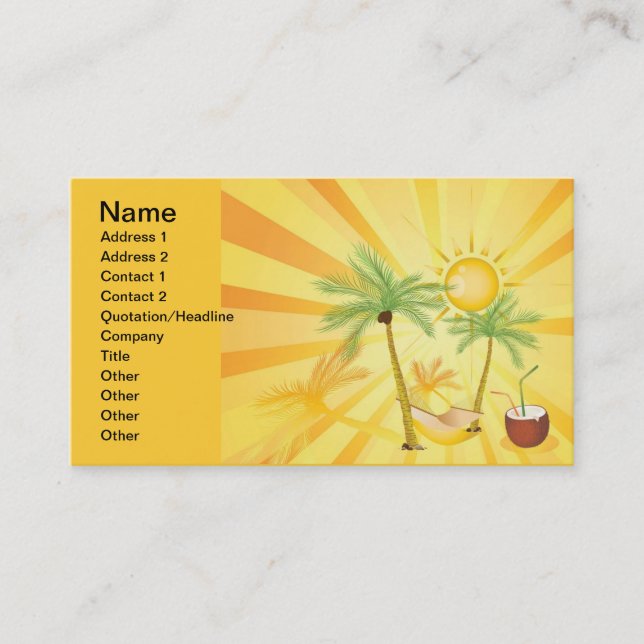 EXOT-Vektor-Graphics TROPICAL SOMMER PALM TREES Visitenkarte (Vorderseite)